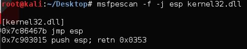 获取kernel32.dll的jmp esp地址